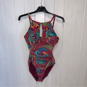 Ellen Tracy Power Paisley One piece Swimsuit - NWOT
